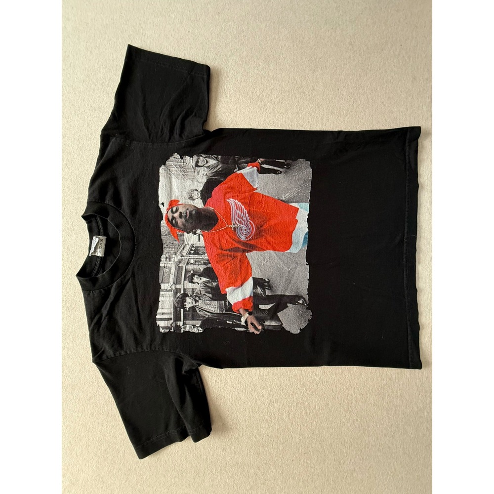Tupac Shakur Detroit Red Wings Jersey Graphic T-Shirt Pro Athletic Black Medium